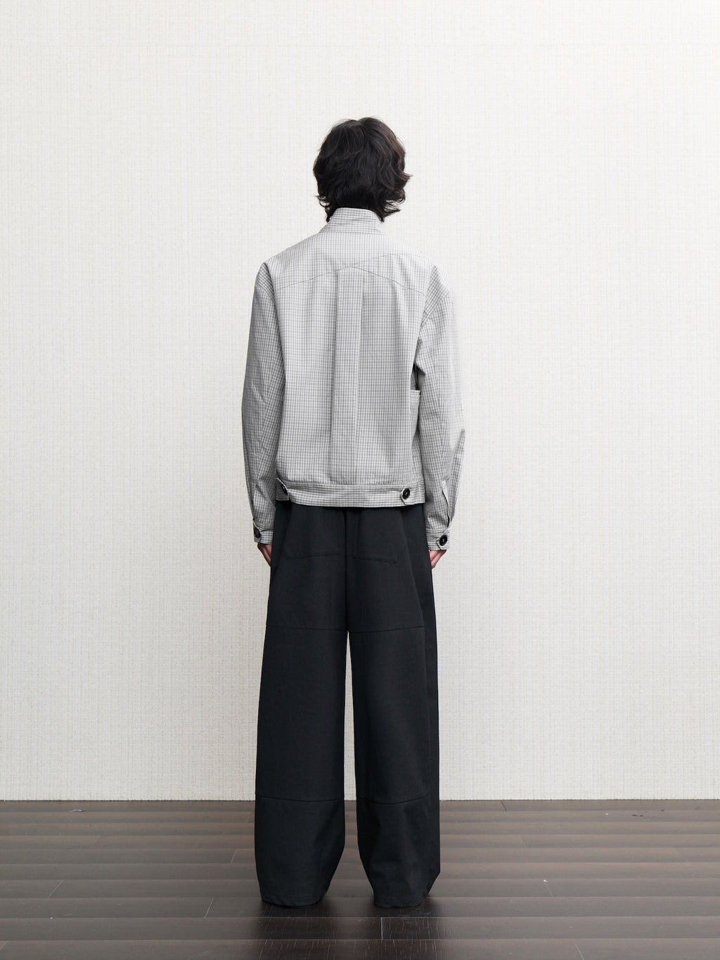 JCAESAR Cross‑collar mesh pleated jacket