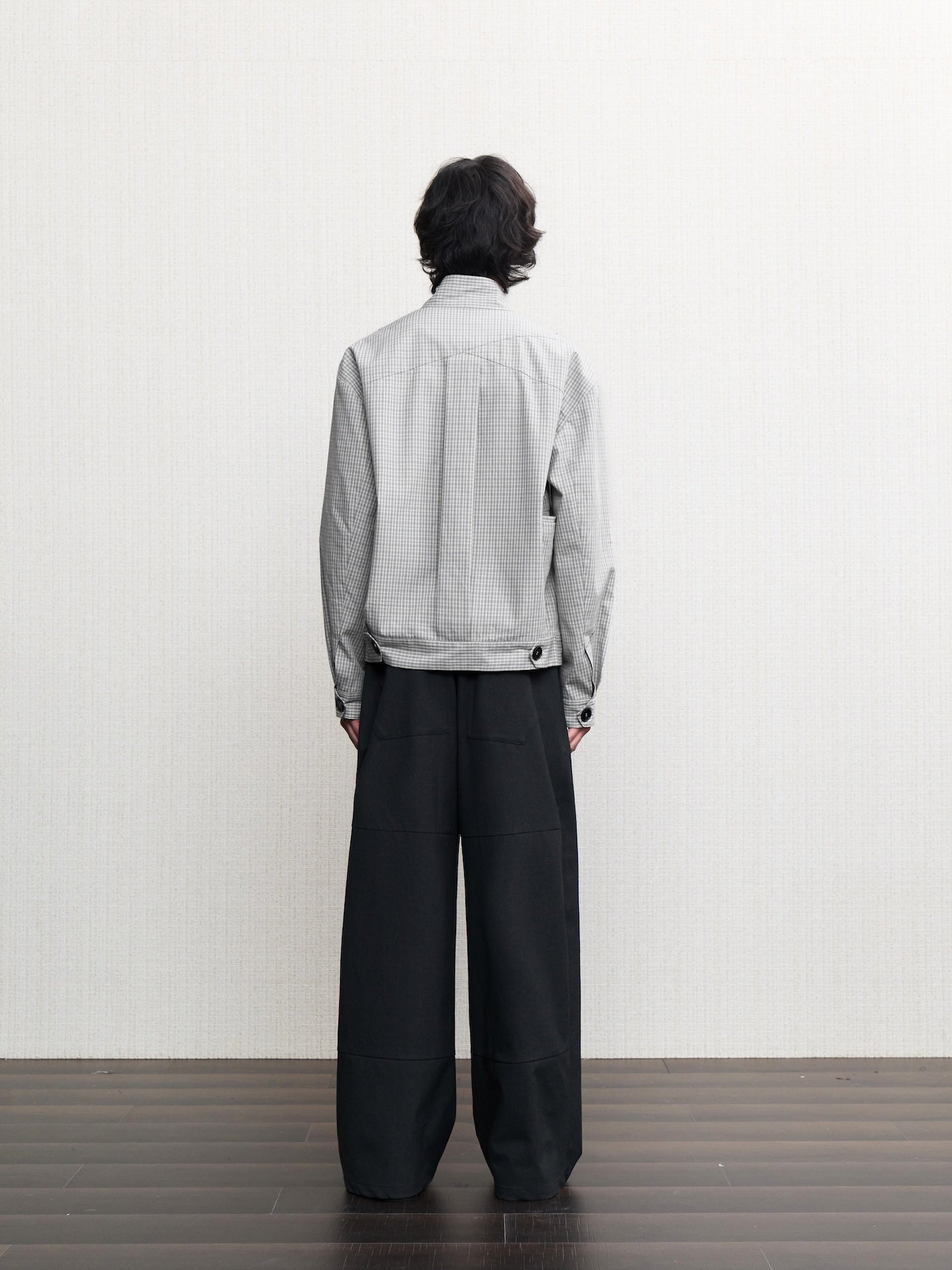 JCAESAR Cross‑collar mesh pleated jacket