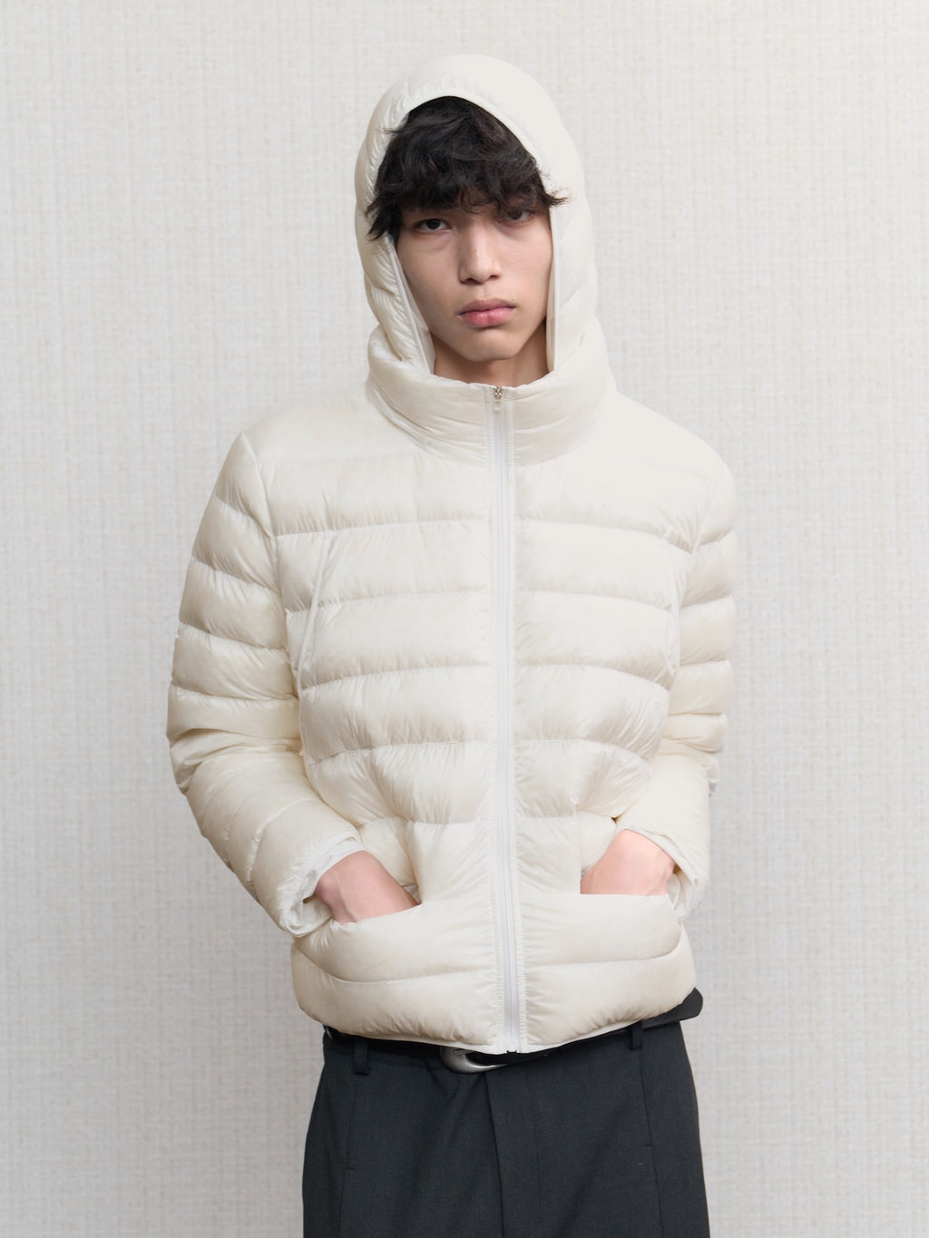 JCAESAR Sheer Baffle-Quilted Down Jacket
