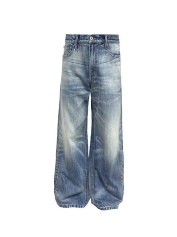 JCAESAR Gray-Blue Wide-Leg Jeans