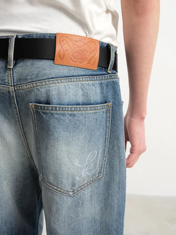 JCAESAR Gray-Blue Wide-Leg Jeans