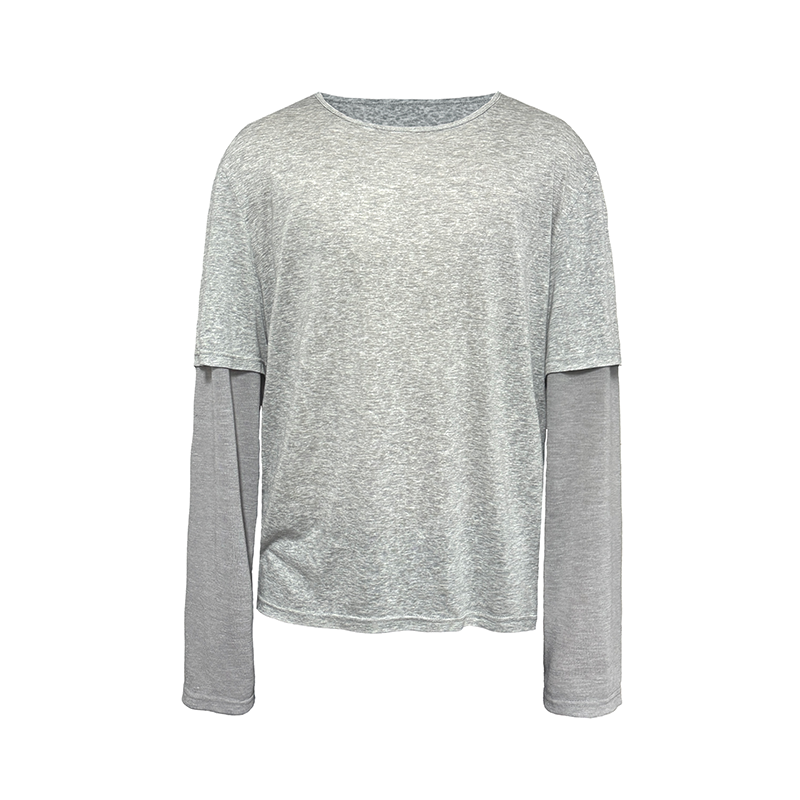 JCAESAR Two‑Layer Effect Slub‑Texture Long‑Sleeve Top