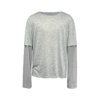 JCAESAR Two‑Layer Effect Slub‑Texture Long‑Sleeve Top