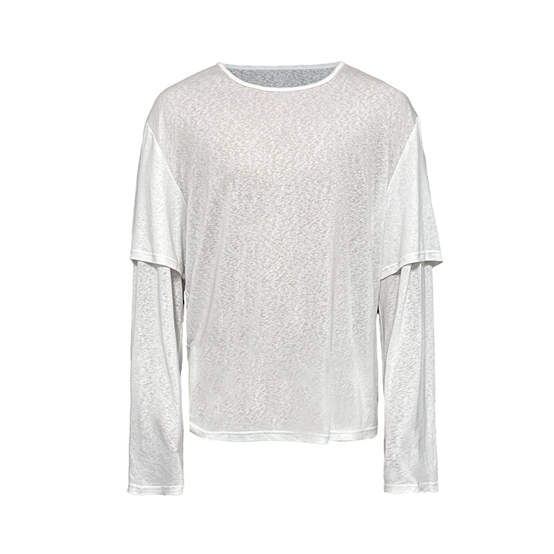 JCAESAR Two‑Layer Effect Slub‑Texture Long‑Sleeve Top