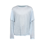 JCAESAR Two‑Layer Effect Slub‑Texture Long‑Sleeve Top