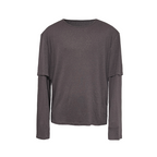 JCAESAR Two‑Layer Effect Slub‑Texture Long‑Sleeve Top