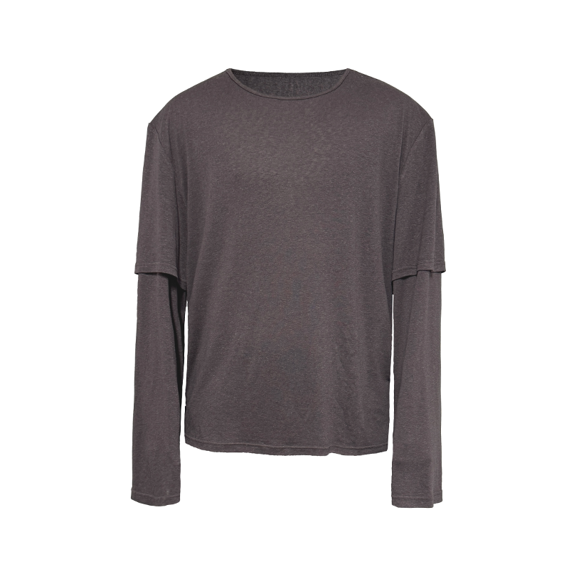 JCAESAR Two‑Layer Effect Slub‑Texture Long‑Sleeve Top