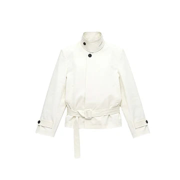 JCAESAR WOMEN Detachable Shoulder‑Pad Belted Trench Coat - jcaesarclo