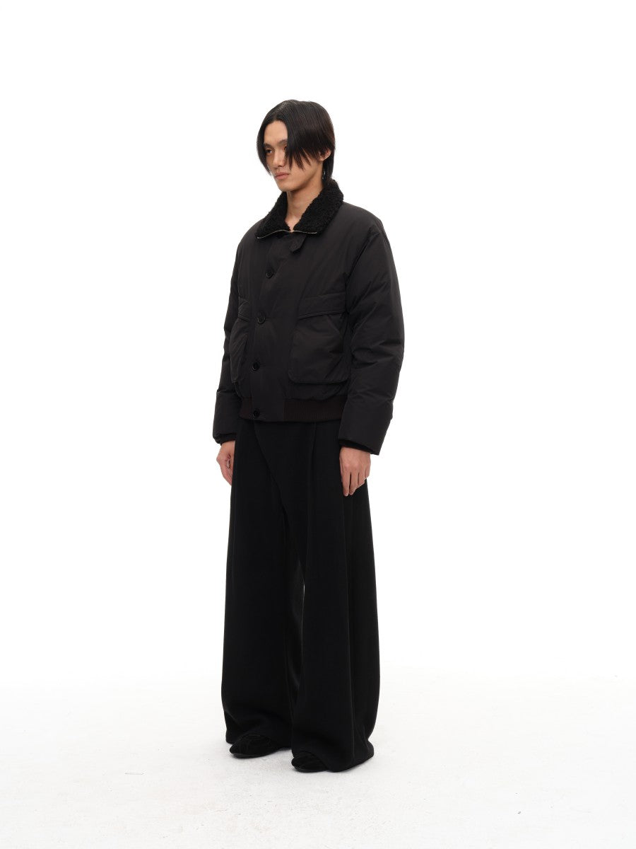 JCAESAR Fur‑Collar Buttoned Down Jacket with Pockets