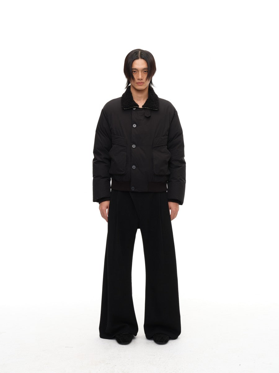 JCAESAR Fur‑Collar Buttoned Down Jacket with Pockets