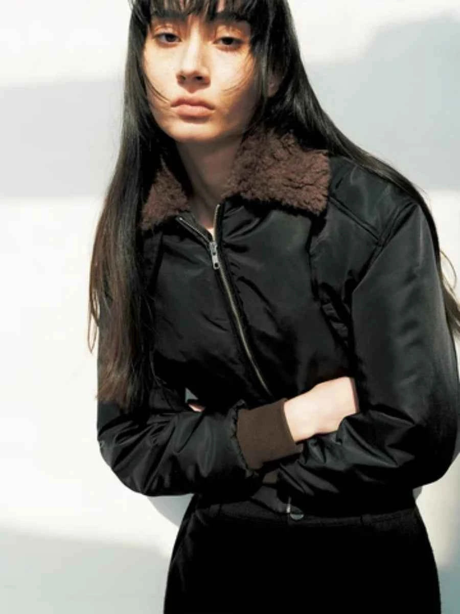 JCAESAR WOMEN Fur Collar Pilot Jacket