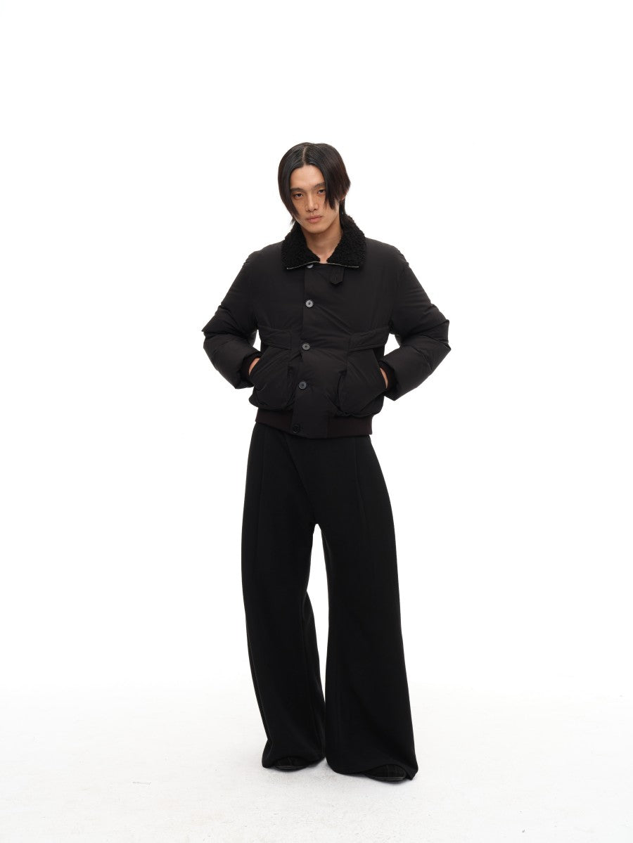 JCAESAR Fur‑Collar Buttoned Down Jacket with Pockets