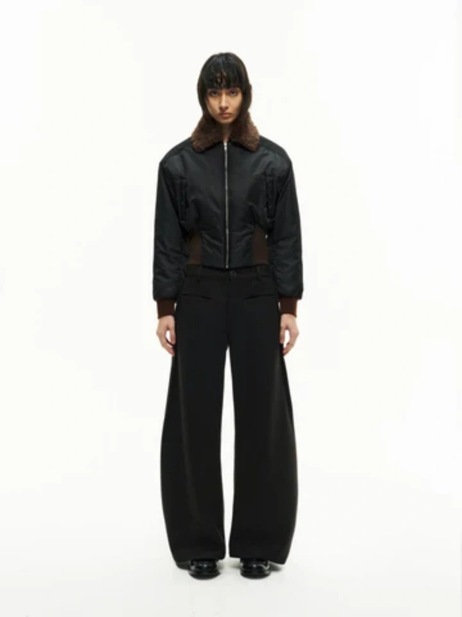 JCAESAR WOMEN Fur Collar Pilot Jacket