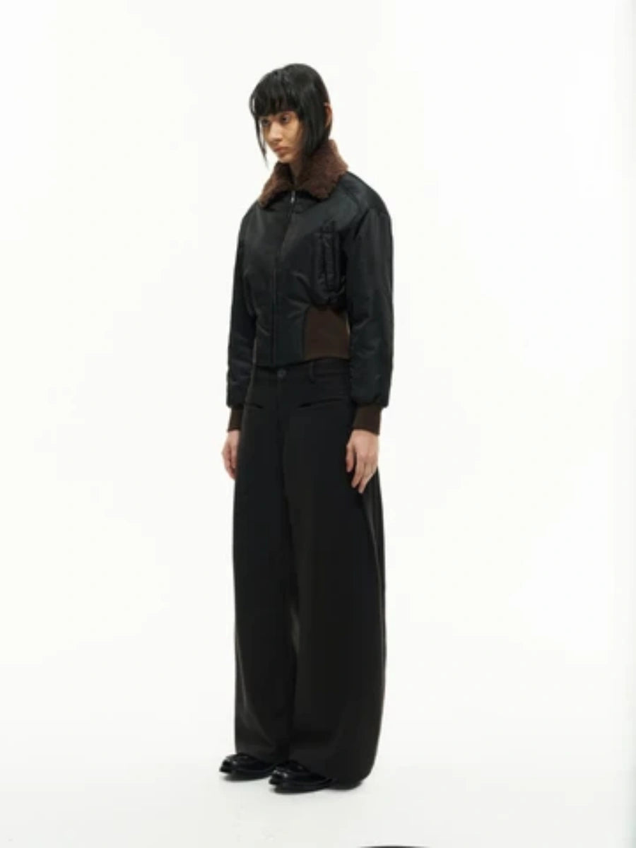 JCAESAR WOMEN Fur Collar Pilot Jacket