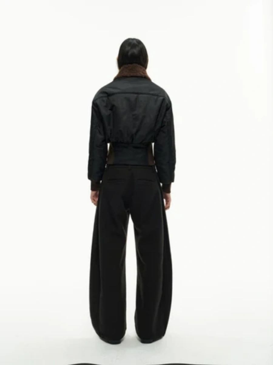 JCAESAR WOMEN Fur Collar Pilot Jacket