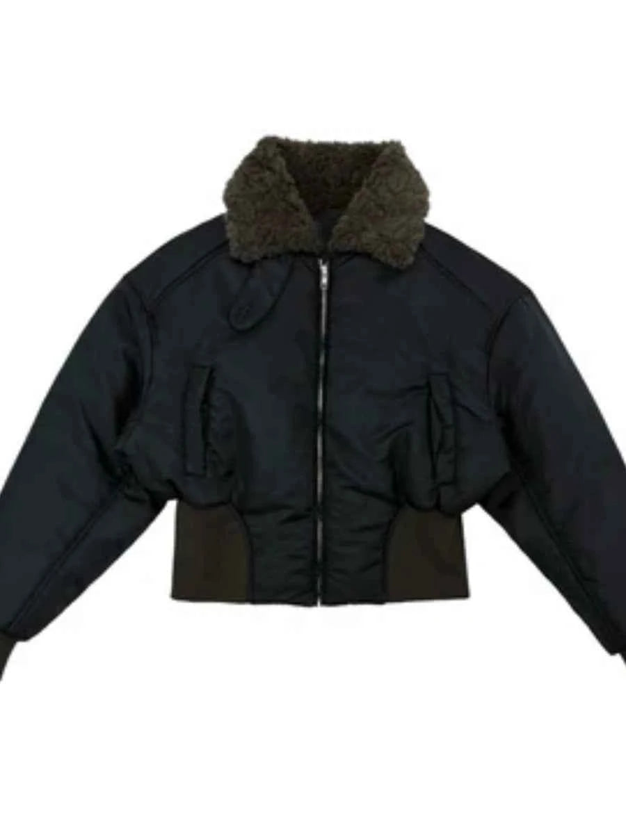 JCAESAR WOMEN Fur Collar Pilot Jacket