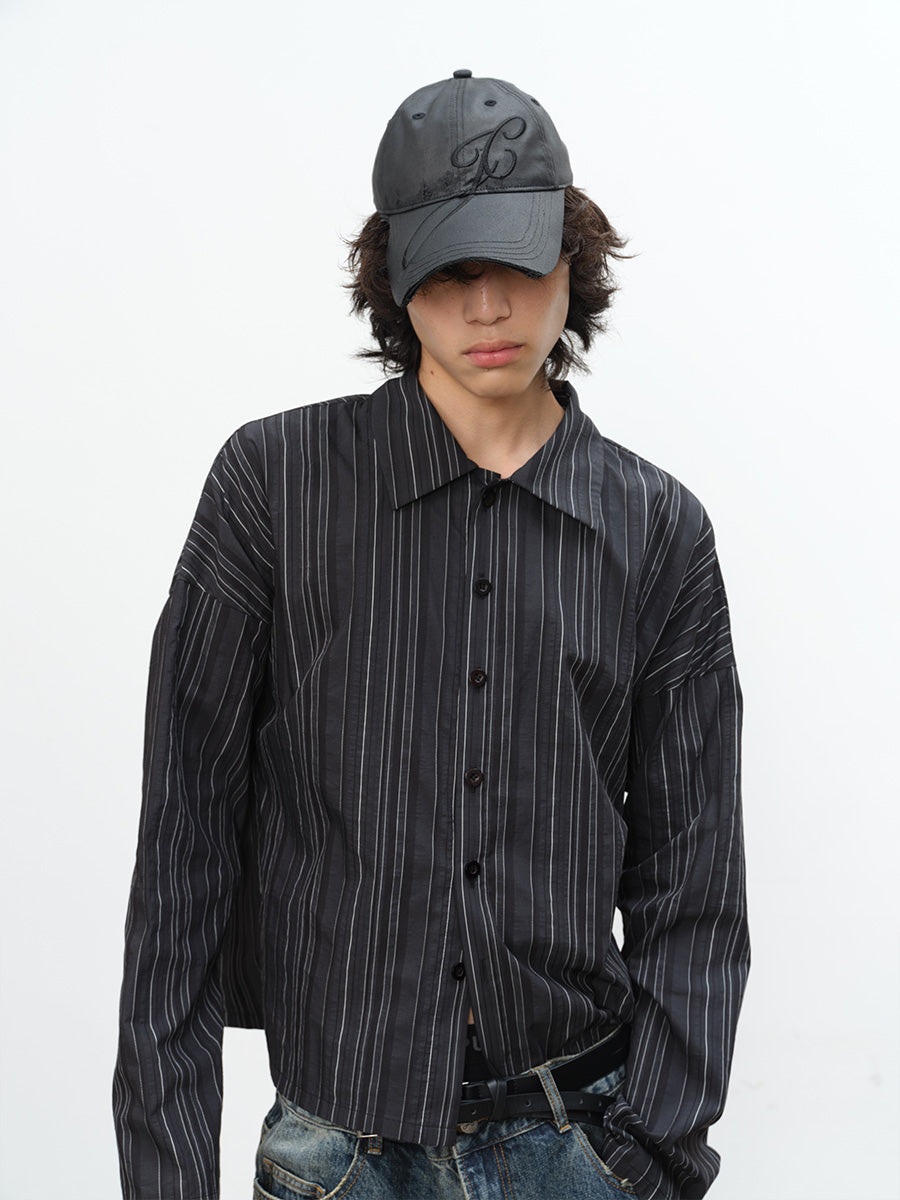 JCAESAR Striped Off-The-Shoulder Shirt - jcaesarclo
