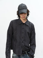 JCAESAR Striped Off-The-Shoulder Shirt - jcaesarclo