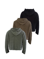 JCAESAR Thick Pinstripe Knit Hooded Sweater - jcaesarclo
