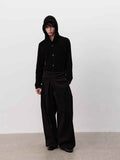 JCAESAR Thick Pinstripe Knit Hooded Sweater