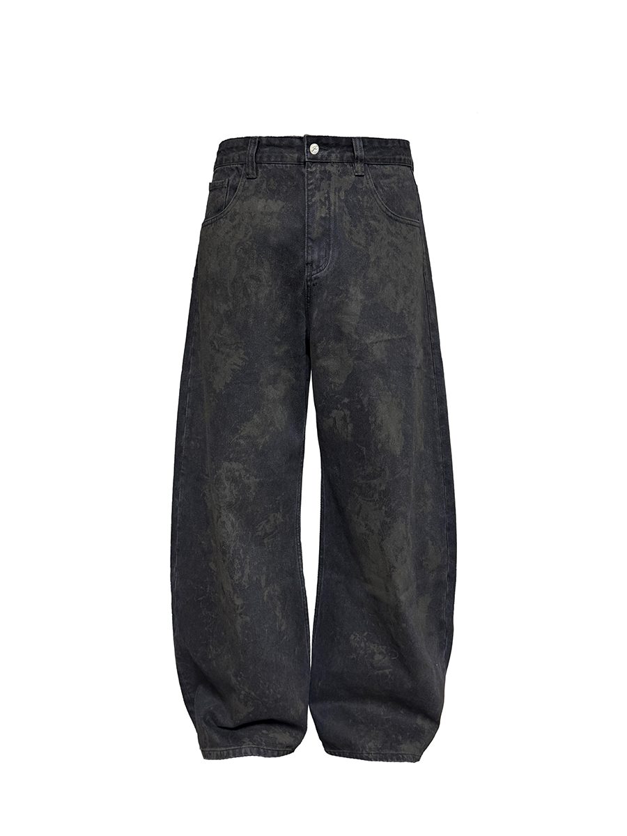 Jcaesar Vintage washed black mud-dyed banana pants
