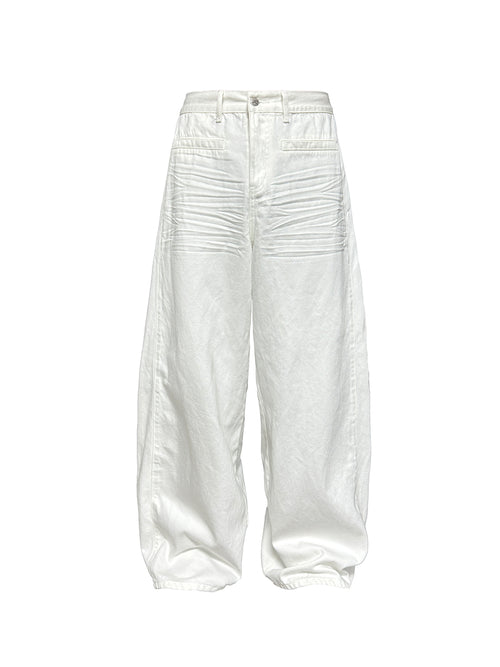 JCAESAR White pleated wide-leg jeans - jcaesarclo