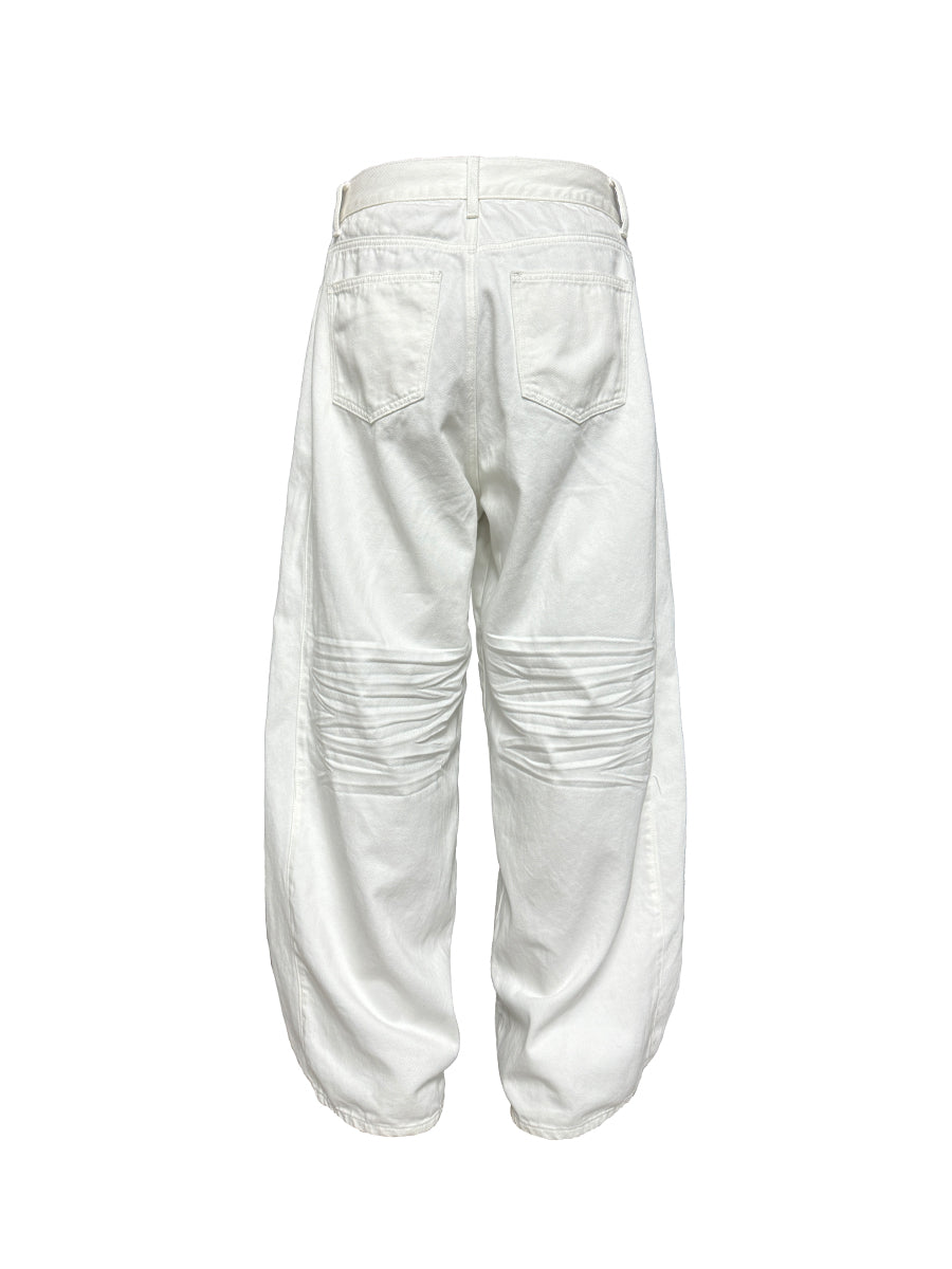 JCAESAR White pleated wide-leg jeans – jcaesarclo