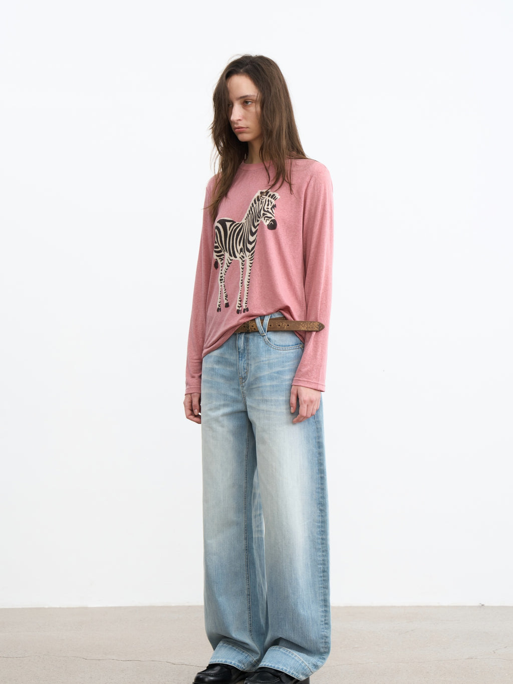 JCAESAR WOMEN Zebra motif printed long‑sleeve shirt
