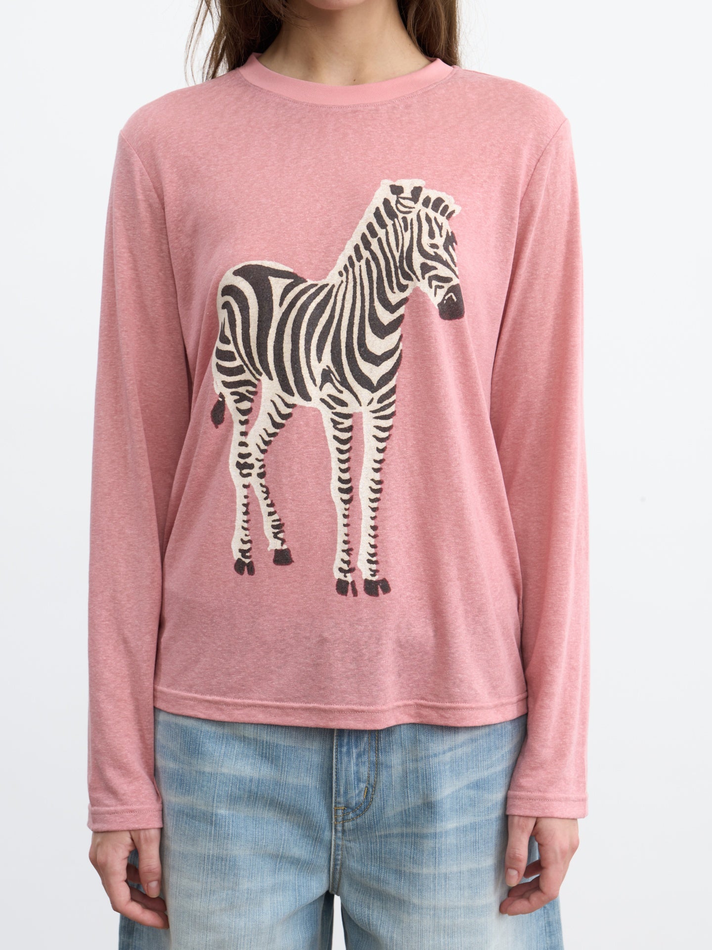 JCAESAR WOMEN Zebra motif printed long‑sleeve shirt