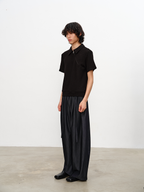JCAESAR Diagonal Zipper Waffle-Knit Short-Sleeve Top - jcaesarclo
