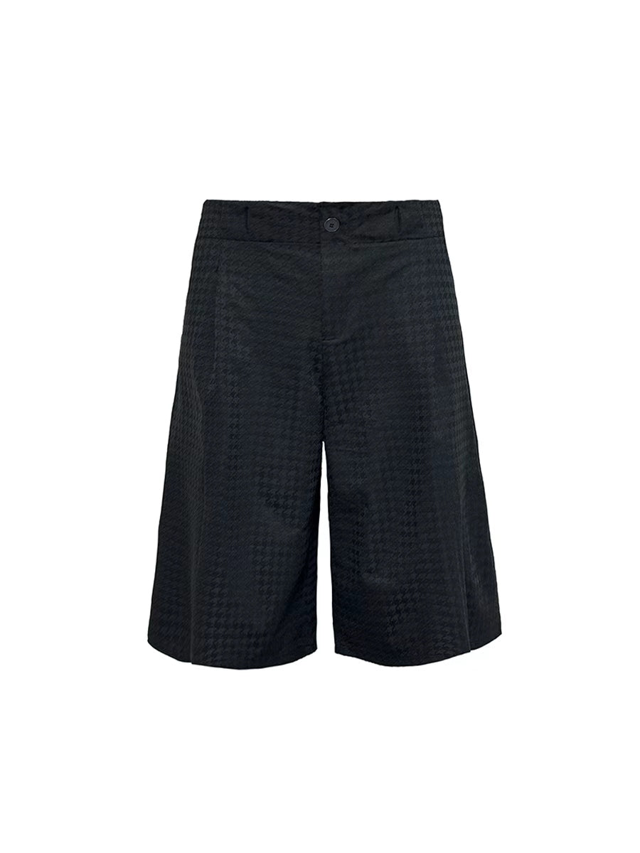 JCAESAR Houndstooth Pleated Cropped Pants - jcaesarclo