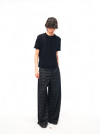 JCAESAR Checkered drawstring trousers with subtle grid pattern