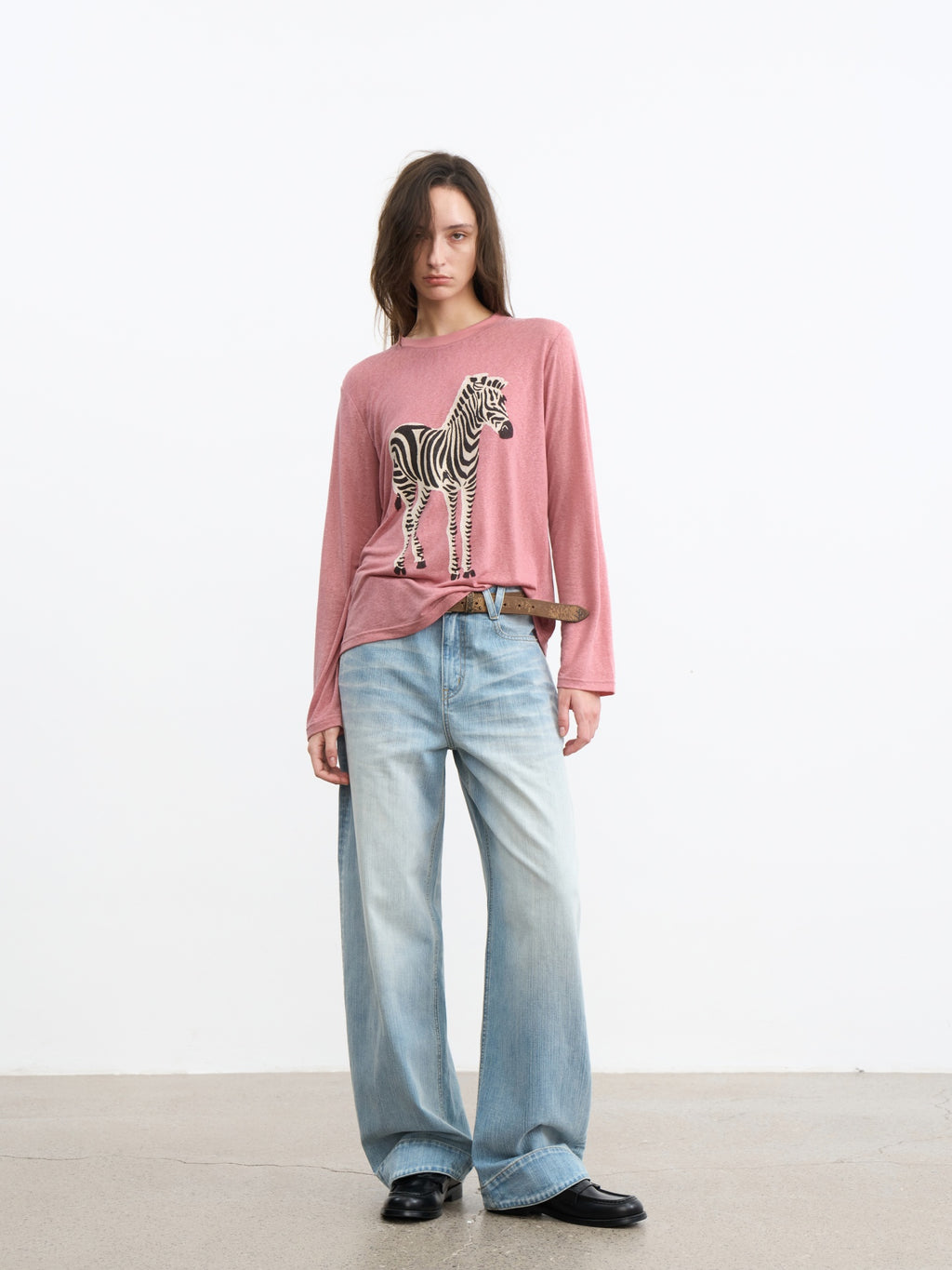 JCAESAR WOMEN Zebra motif printed long‑sleeve shirt