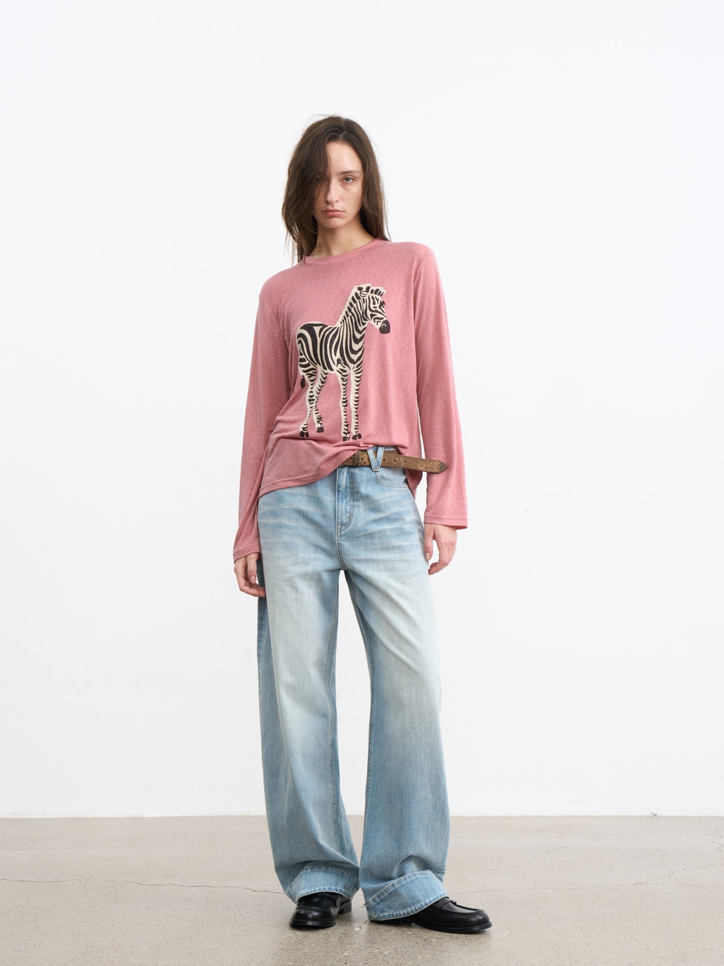 JCAESAR WOMEN Zebra motif printed long‑sleeve shirt
