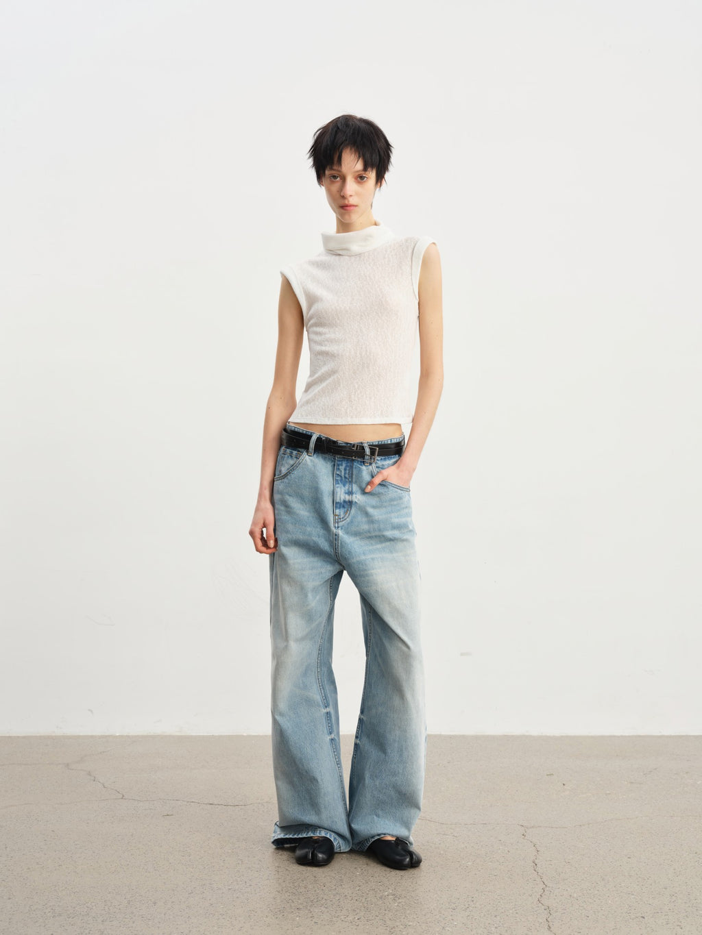 JCAESAR WOMEN Draped Cowl‑Neck Folded‑Hem Tee