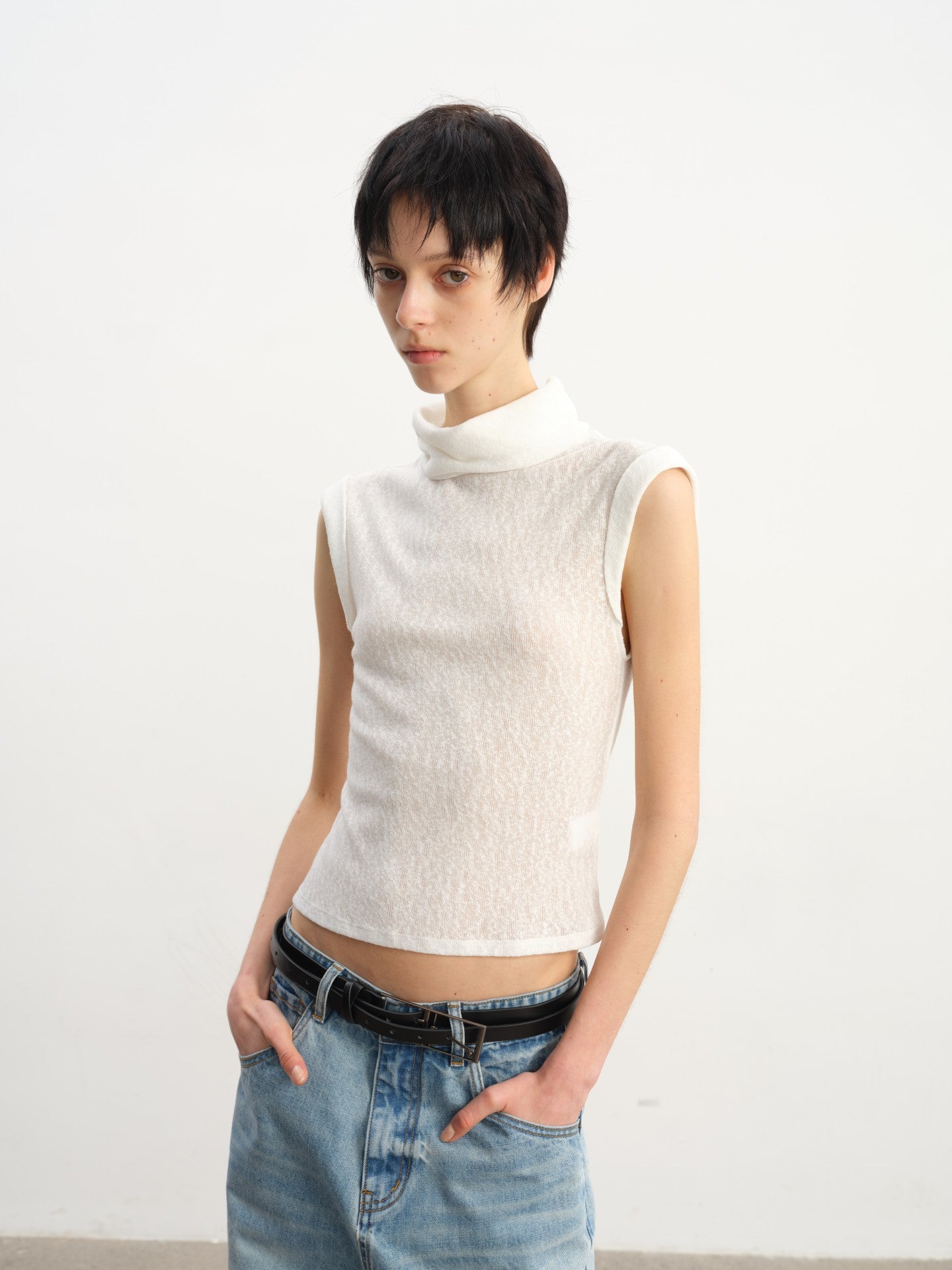 JCAESAR WOMEN Draped Cowl‑Neck Folded‑Hem Tee