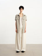 JCAESAR WOMEN Pleated Low‑Crotch Curved‑Blade Pants