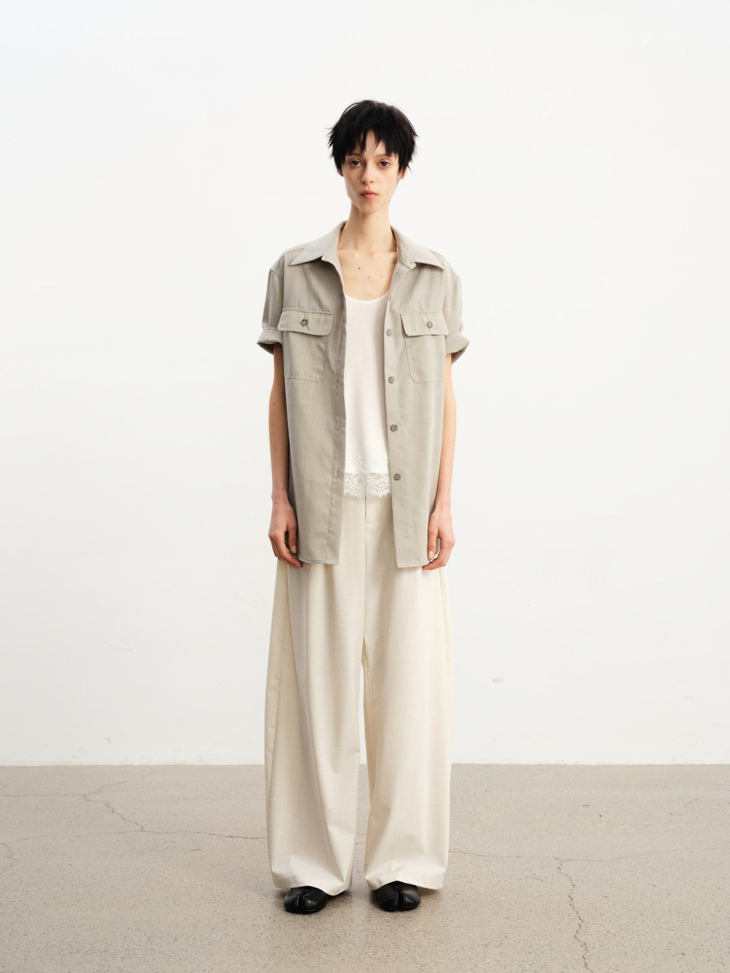 JCAESAR WOMEN Pleated Low‑Crotch Curved‑Blade Pants