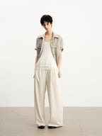 JCAESAR WOMEN Pleated Low‑Crotch Curved‑Blade Pants