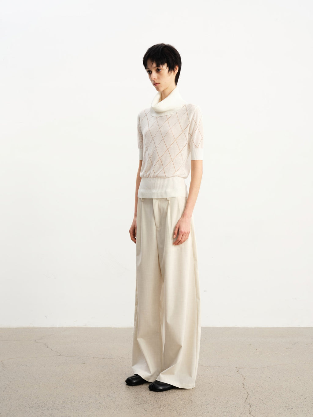 JCAESAR WOMEN Pleated Low‑Crotch Curved‑Blade Pants