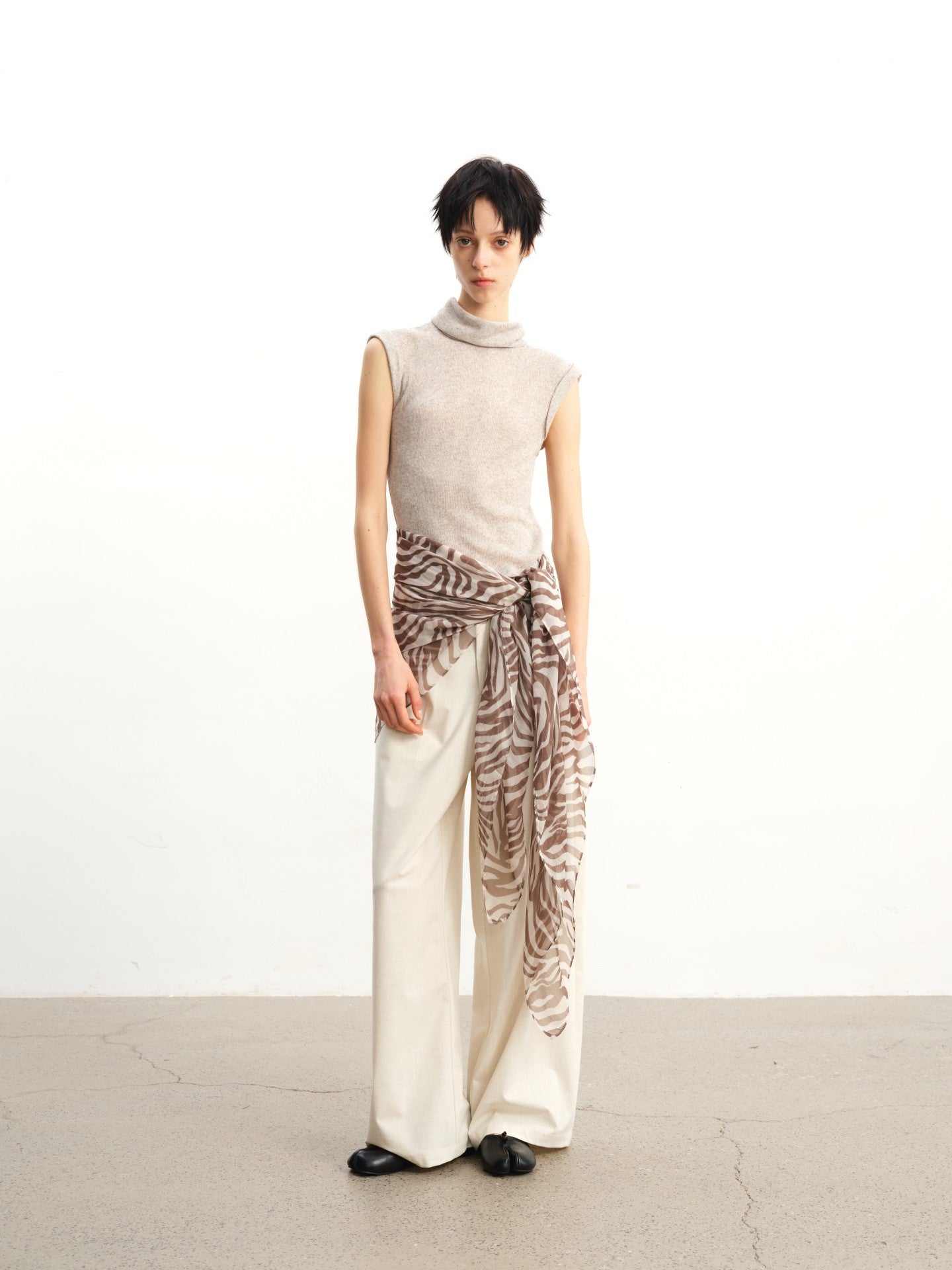JCAESAR WOMEN Draped Cowl‑Neck Folded‑Hem Tee