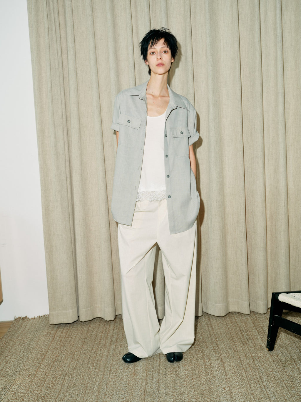 JCAESAR WOMEN Pleated Low‑Crotch Curved‑Blade Pants