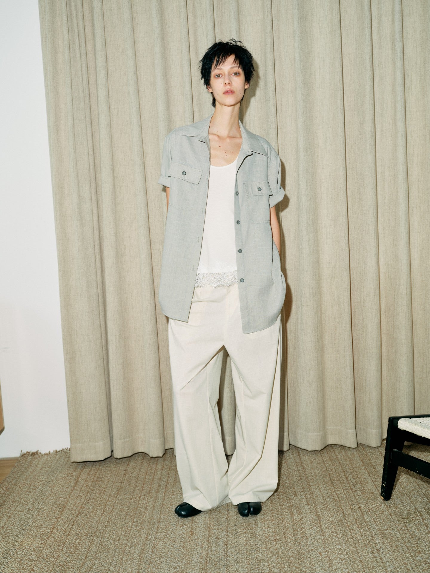 JCAESAR WOMEN Pleated Low‑Crotch Curved‑Blade Pants