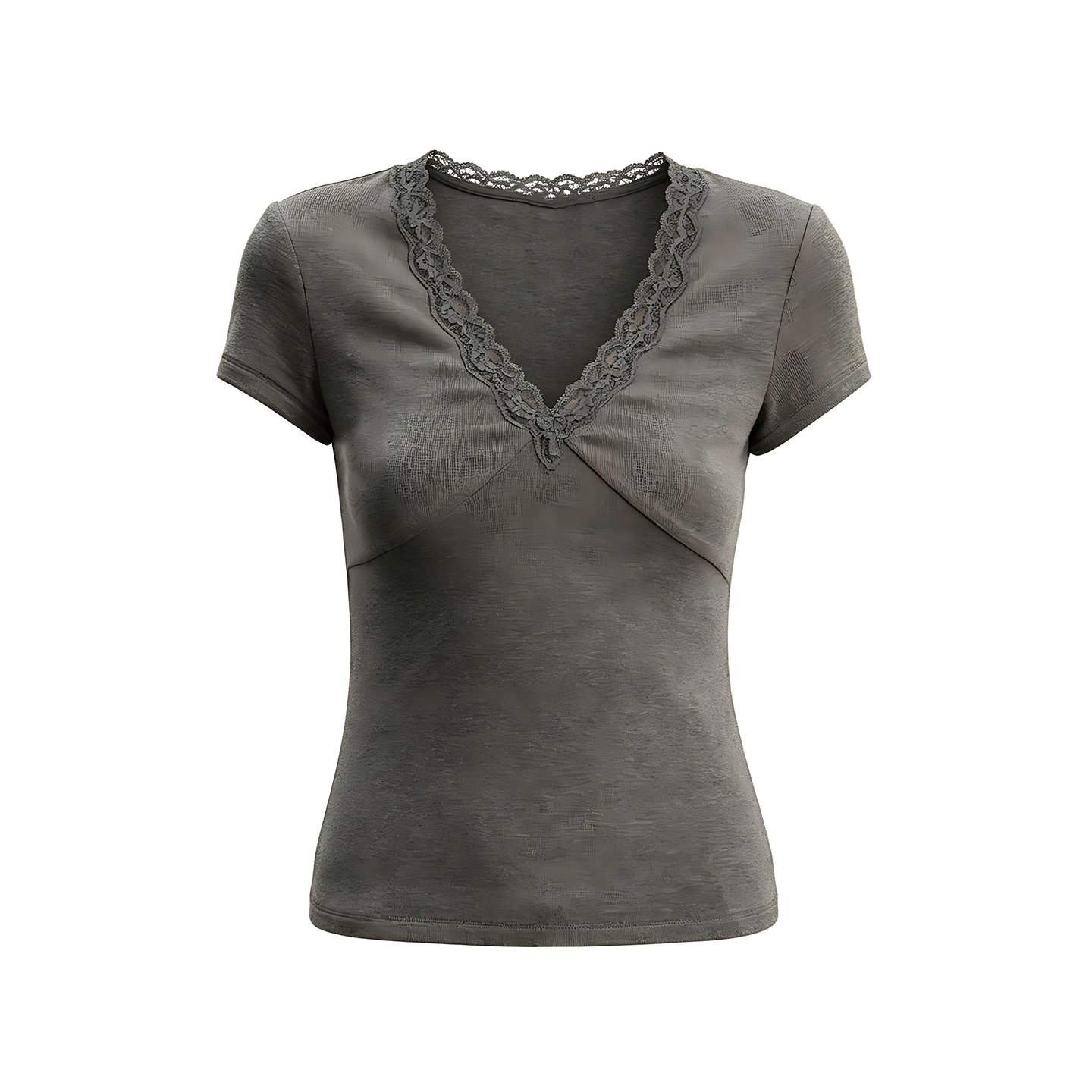 JCAESAR WOMEN Lace V-Neck Short-Sleeve Top