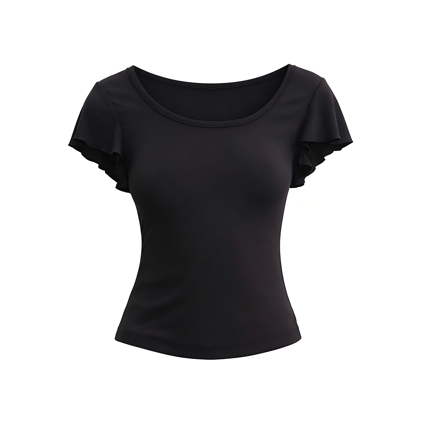 JCAESAR WOMEN Flutter-Sleeve U-Neck Tee