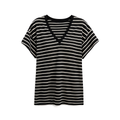 JCAESAR WOMEN Loose-Fit Striped V-Neck Tee - jcaesarclo