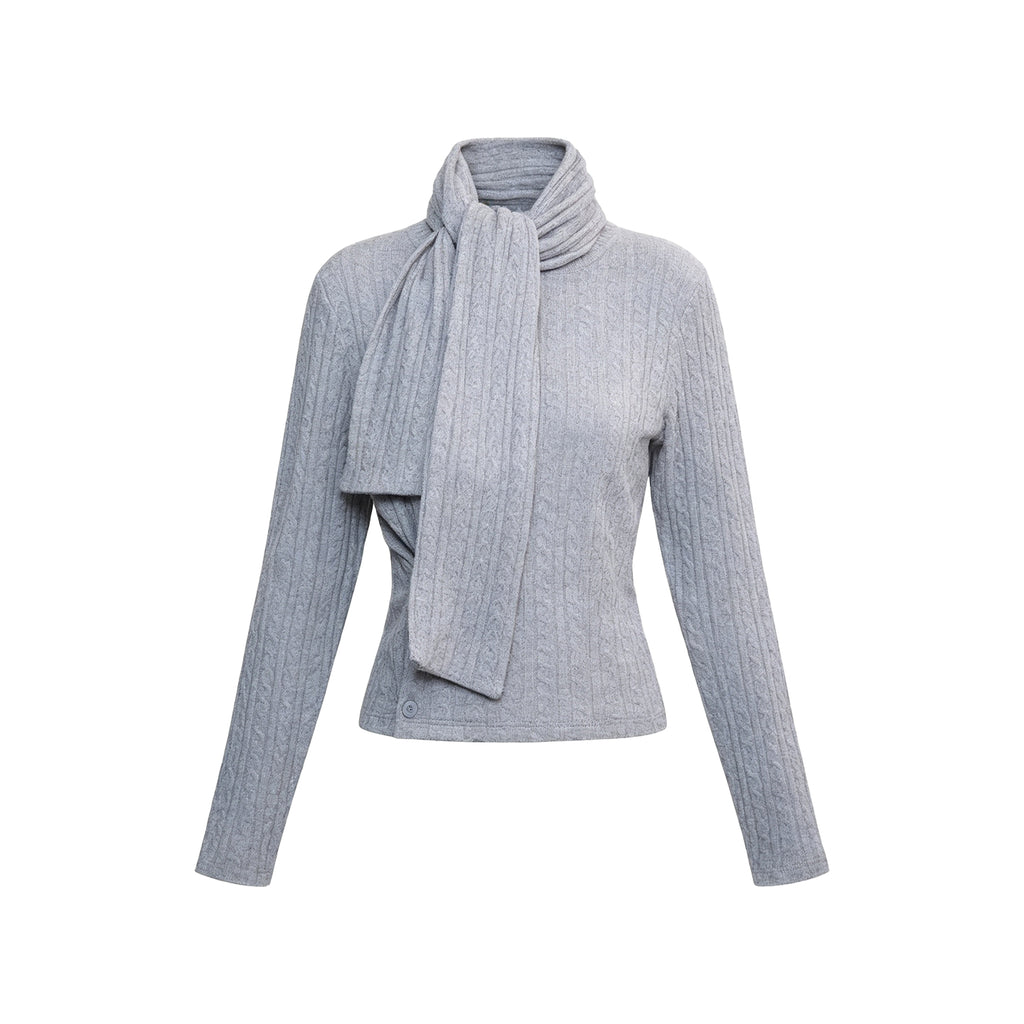 JCAESAR WOMEN Adjustable Knit Cardigan with Scarf Tie
