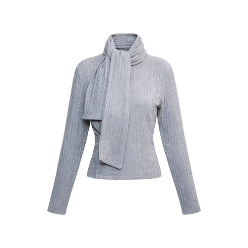 JCAESAR WOMEN Adjustable Knit Cardigan with Scarf Tie