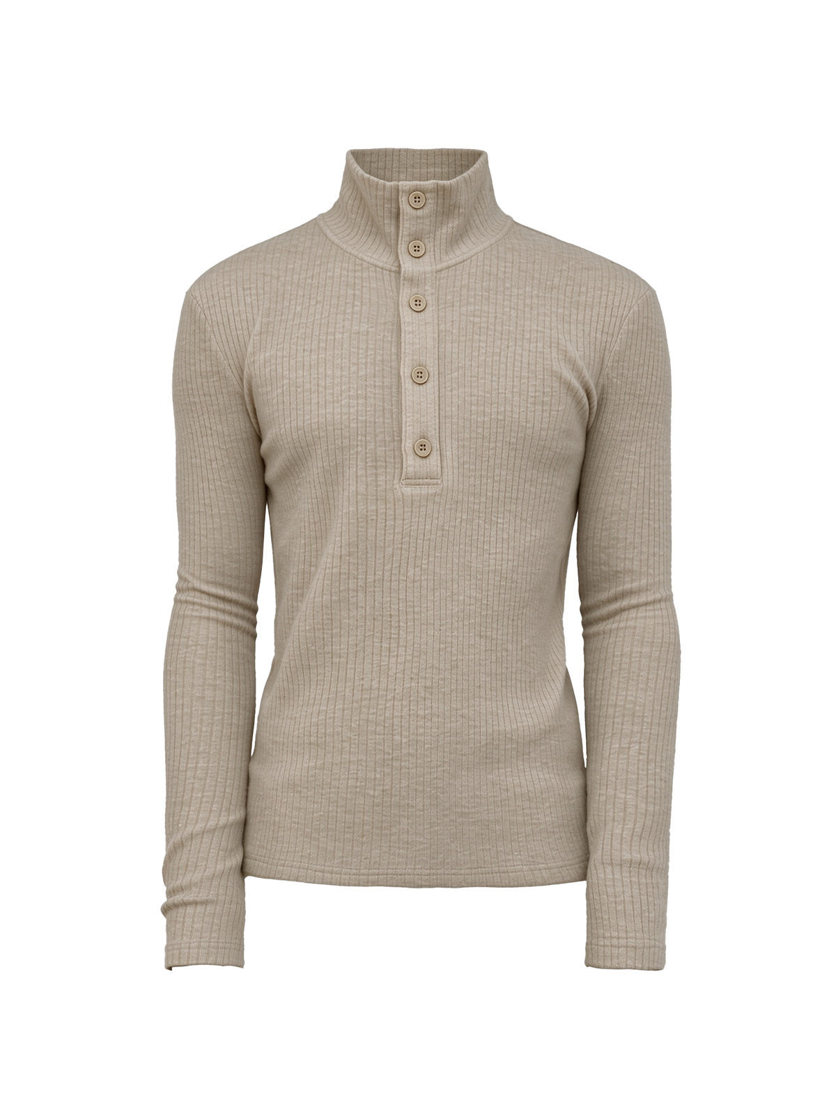 JCAESAR Slim-Fit Ribbed Turtleneck Base Layer with Buttons