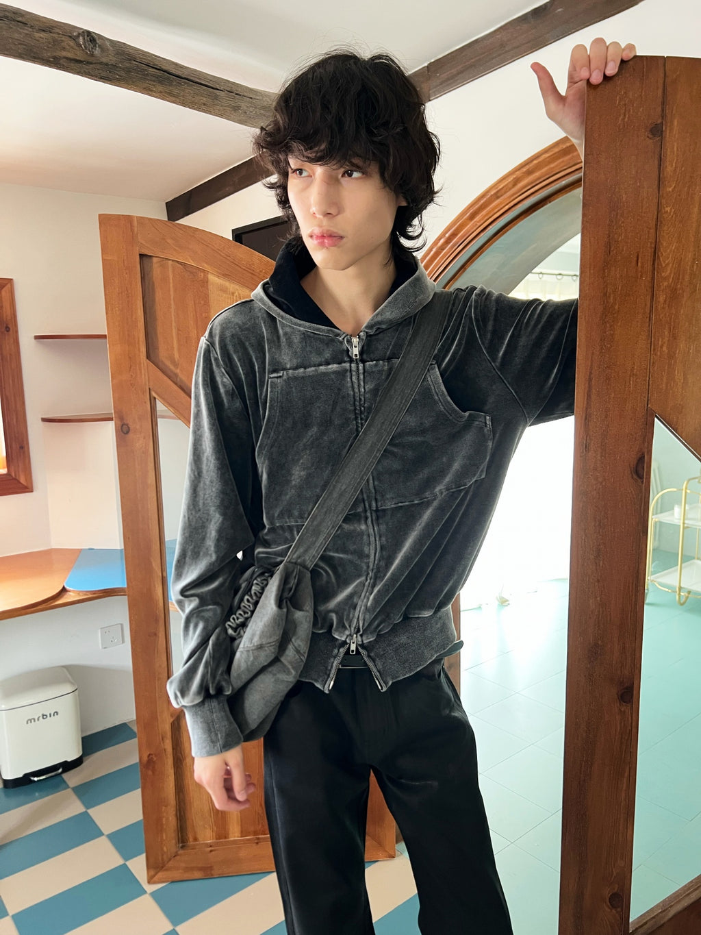 JCAESAR Washed Tie-Dye Velvet Sweatshirt